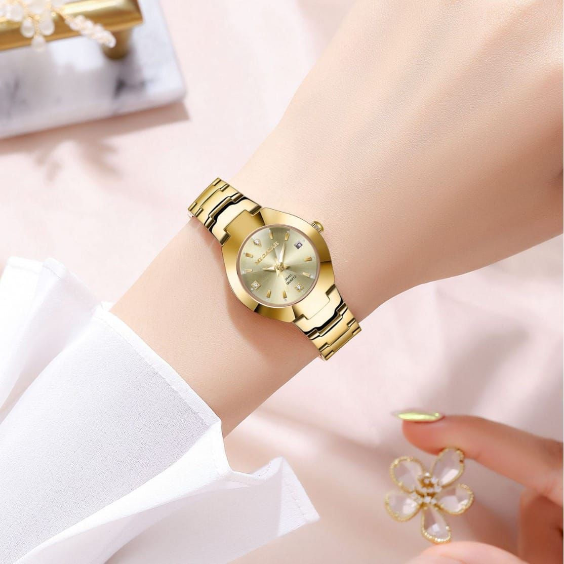 Montre Femme Élégance Dorée – Bracelet Métallique