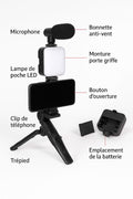 Kit Vlogging Complet avec Trépied, Microphone, Lampe LED et Support Smartphone