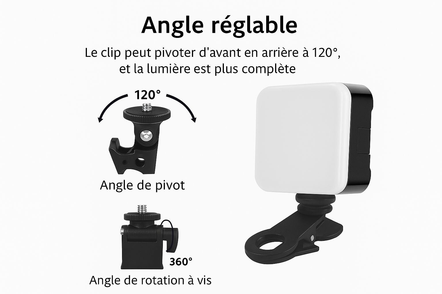 Lampe LED Compacte avec Support Pivotant pour Vlogging