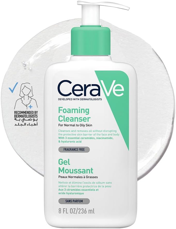 Cerave Foaming Cleanser for Normal to Oily Skin with Hyaluronic Acid