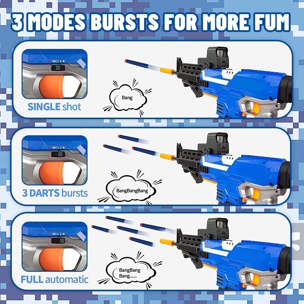 Toy Gun for Nerf Guns Bullets Automatic Sniper Rifle -3 Modes Toy Foam Blasters with Tactical Vest, Bipod, 2 Clips and 150 Darts, Electric Toys for Adults Boys Age 8-12 Gifts for Birthday Xmas
