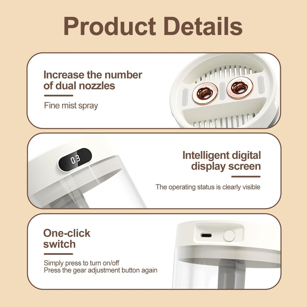 Humidifier for Large Room,1.5L Air Humidifier with humidity display and Lighting,USB Quiet Cool Mist Humidifier,Auto Shut-Off, Suitable for Home, Bedroom, Baby Room, Office,Home Humidifiers