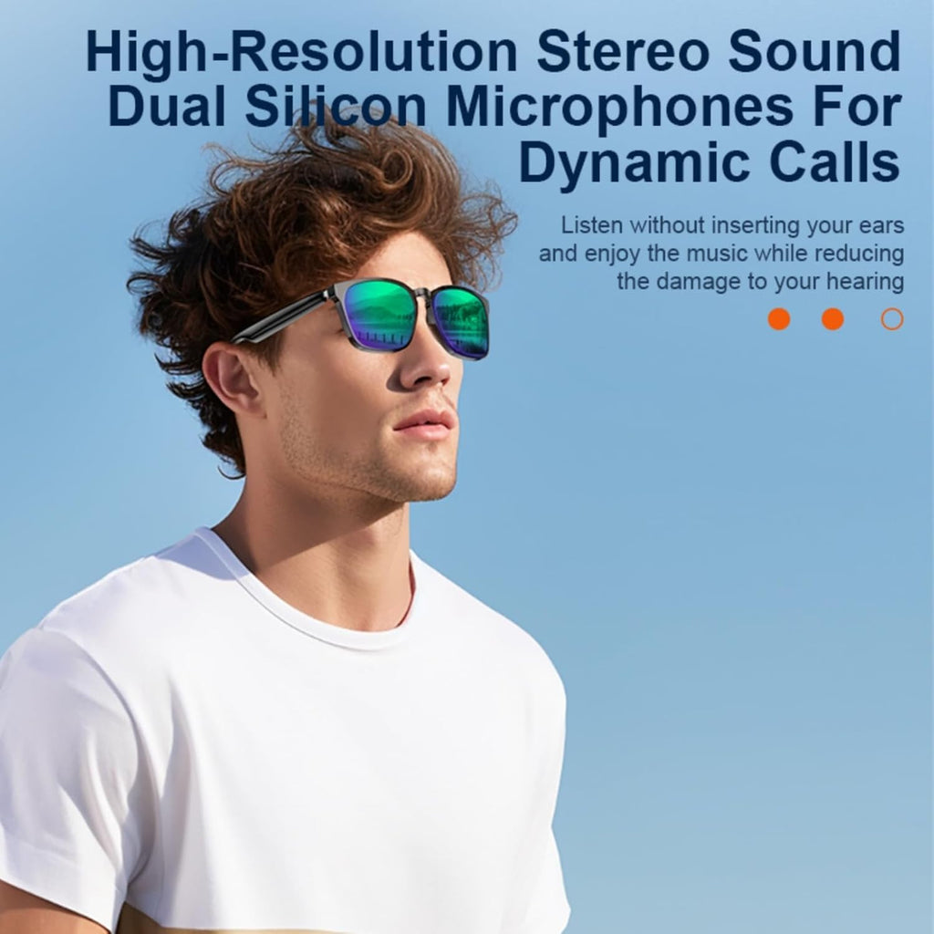 AI Smart Glasses with 140-Language Translation - Bluetooth Glasses for Music/Calls, Color-Changing Lenses, Men & Women (Travel & Business Meetings, Black)