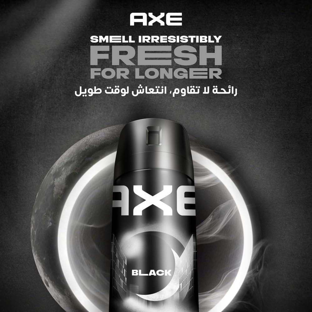 AXE Men Deodorant Body Spray, Irresistibly Fresh for Longer, Black, 48H All Over Fresh, Aluminium Free, 150ml x 3