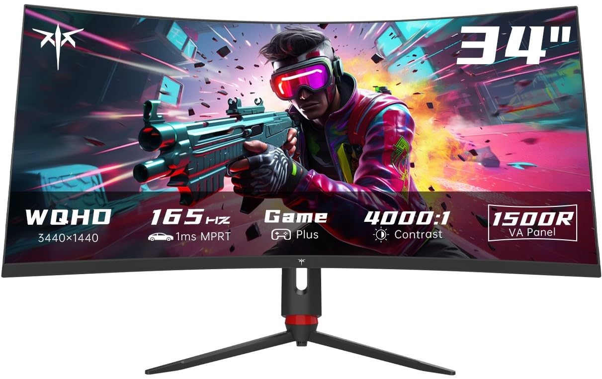 KTC 27 inch 180Hz Curved WQHD Gaming Monitor, 2K(2560x1440P),144Hz Monitor, 1500R HVA Display, FreeSync Premium, HDR, 120% sRGB, DisplayPort/HDMI/USB Vesa,Computer Monitor for Gamers