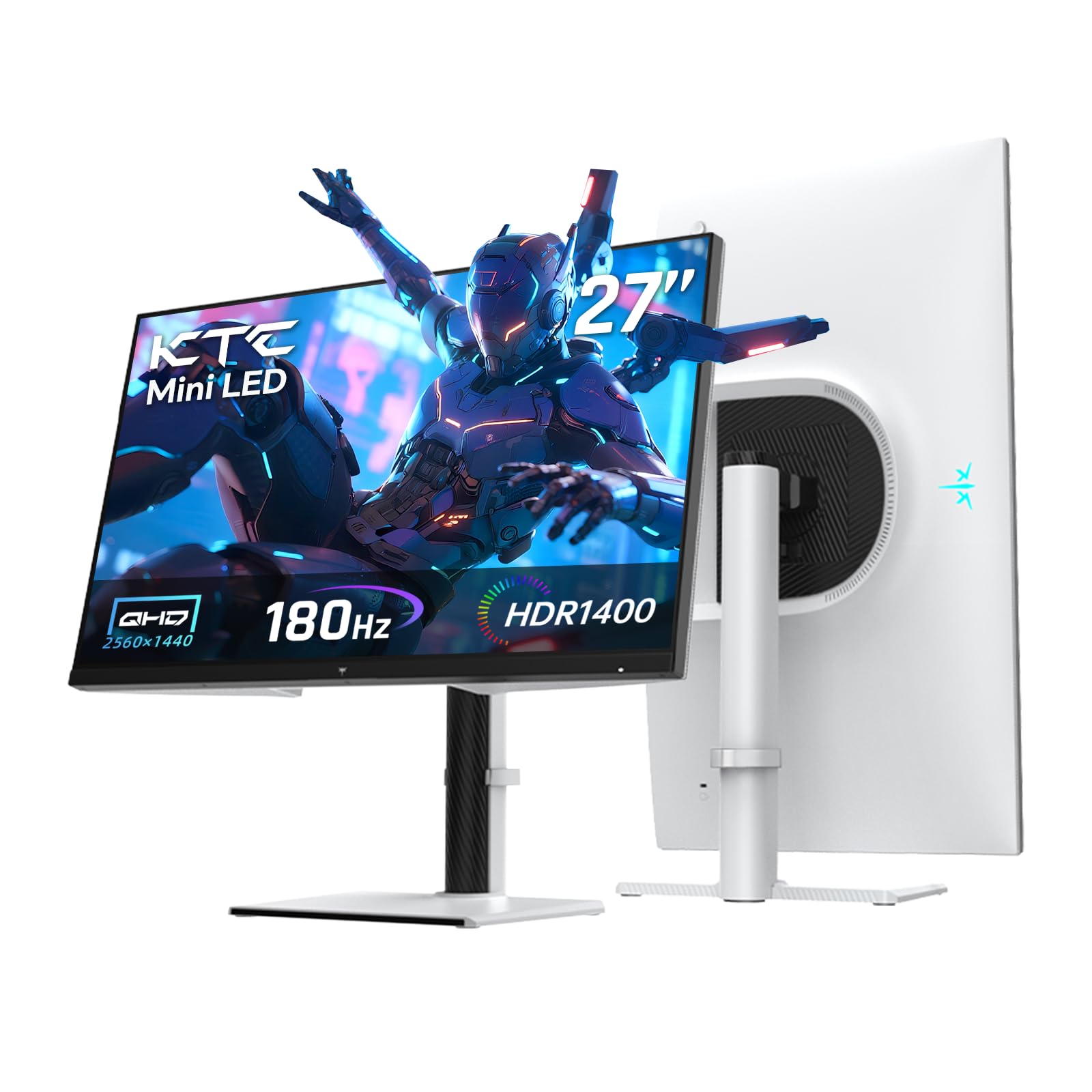 KTC 27 inch 180Hz Curved WQHD Gaming Monitor, 2K(2560x1440P),144Hz Monitor, 1500R HVA Display, FreeSync Premium, HDR, 120% sRGB, DisplayPort/HDMI/USB Vesa,Computer Monitor for Gamers