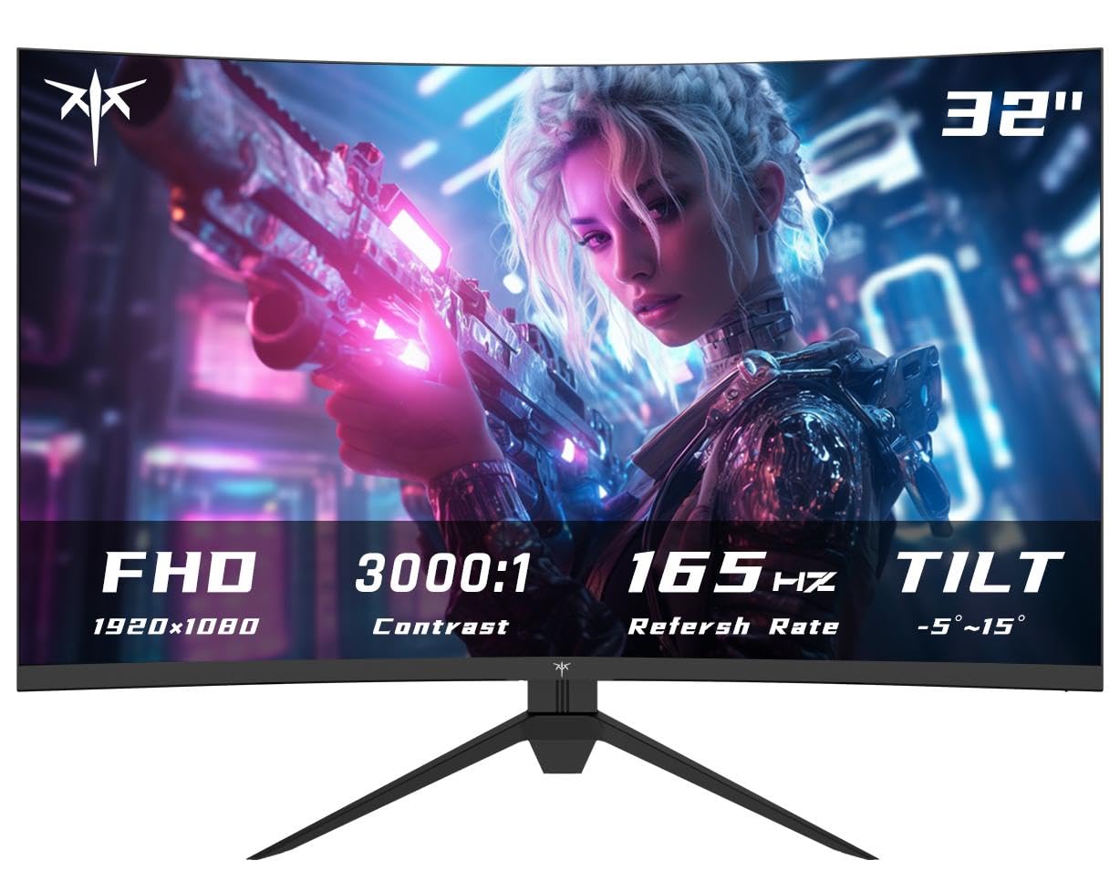 KTC 27 inch 180Hz Curved WQHD Gaming Monitor, 2K(2560x1440P),144Hz Monitor, 1500R HVA Display, FreeSync Premium, HDR, 120% sRGB, DisplayPort/HDMI/USB Vesa,Computer Monitor for Gamers