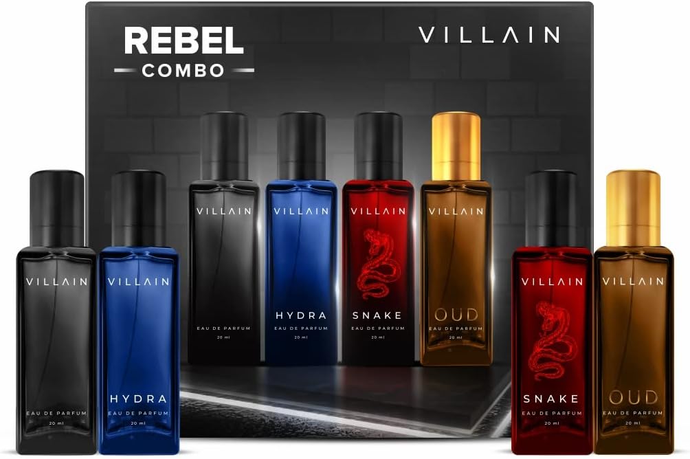 Villain Rebel Luxury Perfume Gift Set for Men 4x20 ML | Perfume with Long Lasting Fragrance | EDP