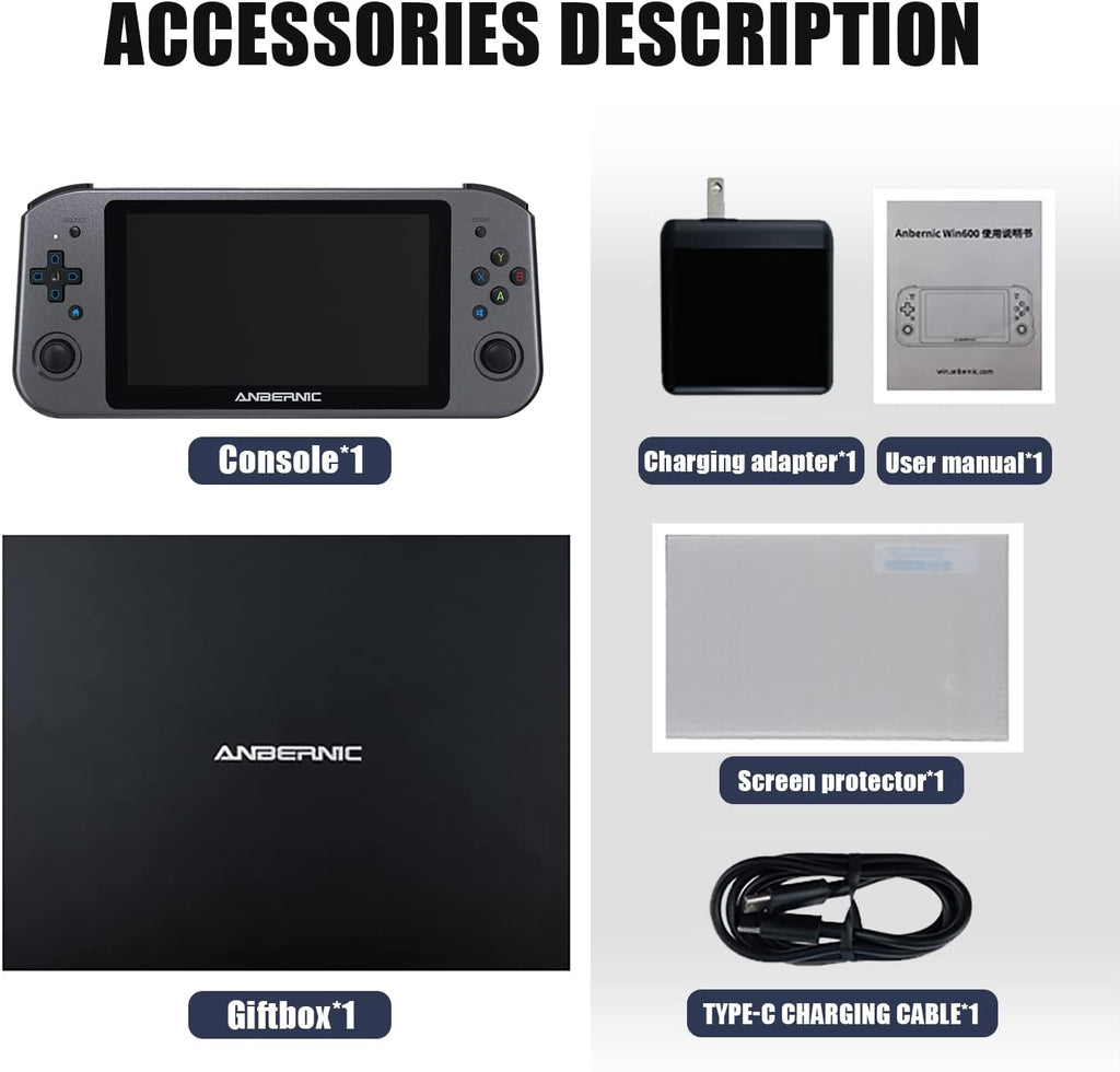 Daxceirry WIN600 Video Handheld PC Game Console Win 11 Edition 8G DDR4 with 256G M.2 SSD, Support Steam OS with AMD Athlon Silver 3050e 5.94in OCA Full Lamination IPS Screen