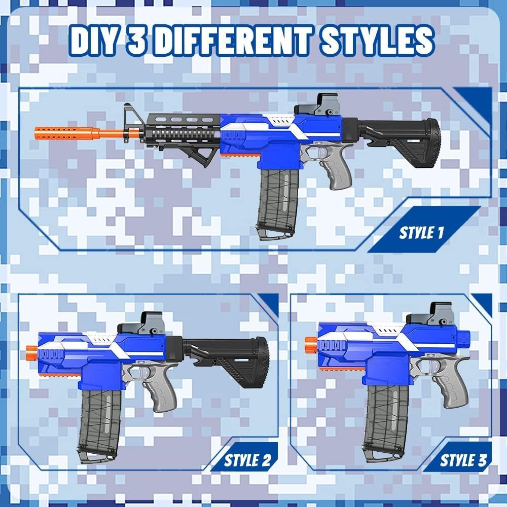 Toy Gun for Nerf Guns Bullets Automatic Sniper Rifle -3 Modes Toy Foam Blasters with Tactical Vest, Bipod, 2 Clips and 150 Darts, Electric Toys for Adults Boys Age 8-12 Gifts for Birthday Xmas
