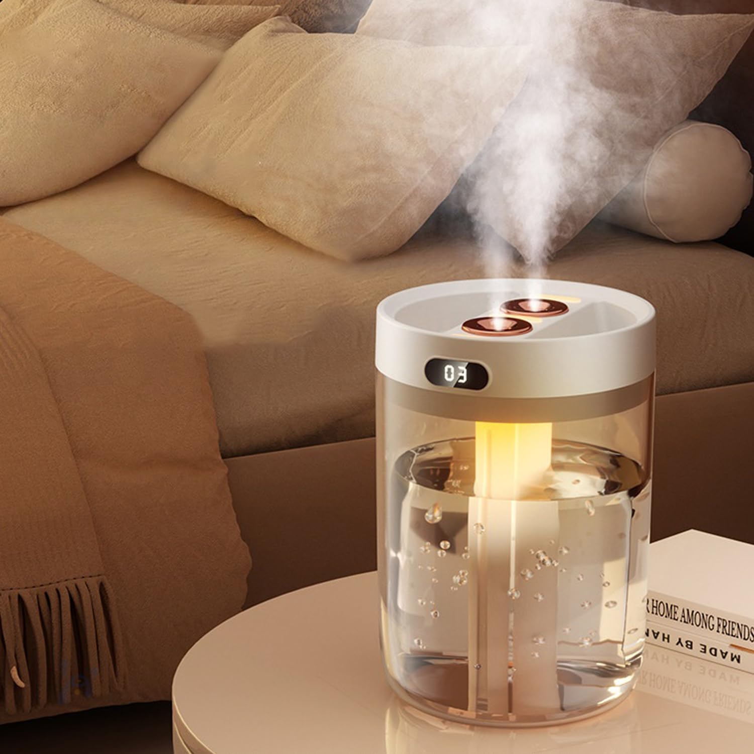 Humidifier for Large Room,1.5L Air Humidifier with humidity display and Lighting,USB Quiet Cool Mist Humidifier,Auto Shut-Off, Suitable for Home, Bedroom, Baby Room, Office,Home Humidifiers