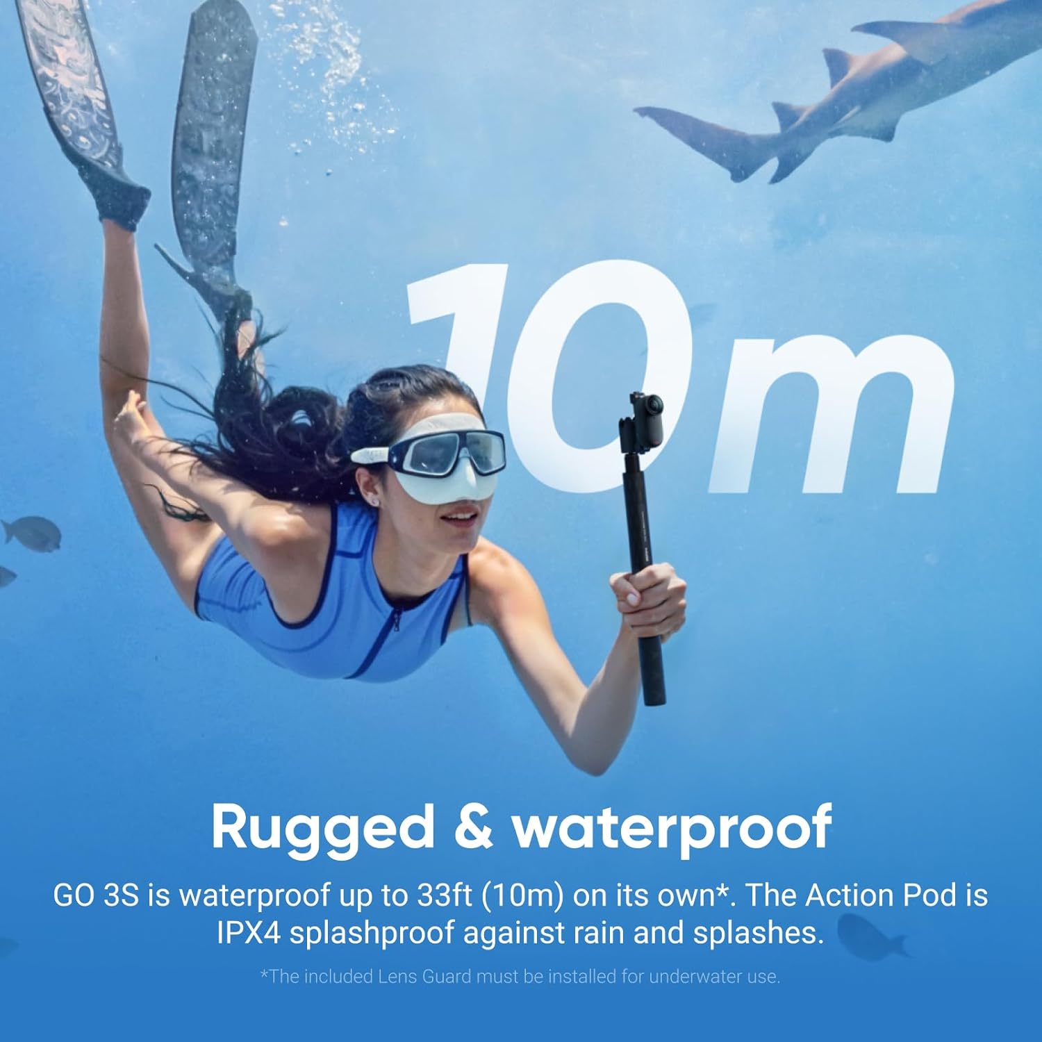 Insta360 GO 3S 128GB 4K Mini Portable Vlogging Camera, Hands-Free, Mount Anywhere, Stabilization, 140-Minute Battery life, 10m Waterproof, Pet POV, Black