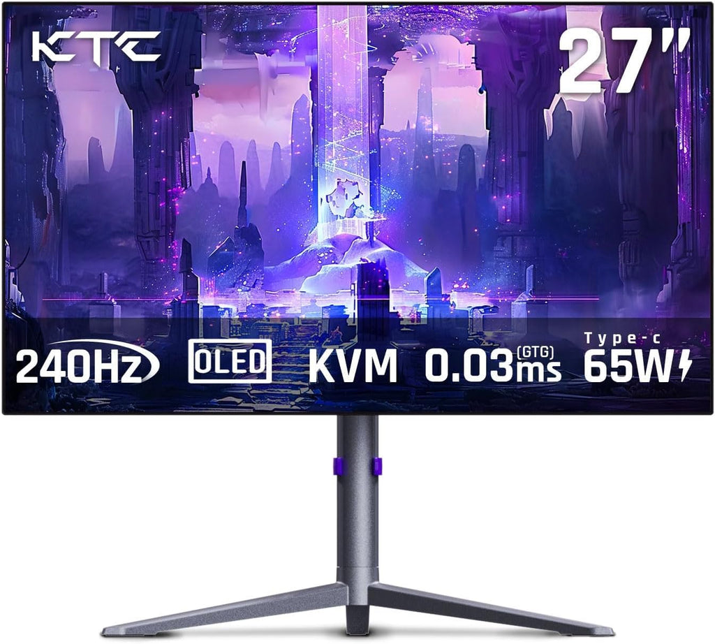 KTC 27 inch 180Hz Curved WQHD Gaming Monitor, 2K(2560x1440P),144Hz Monitor, 1500R HVA Display, FreeSync Premium, HDR, 120% sRGB, DisplayPort/HDMI/USB Vesa,Computer Monitor for Gamers