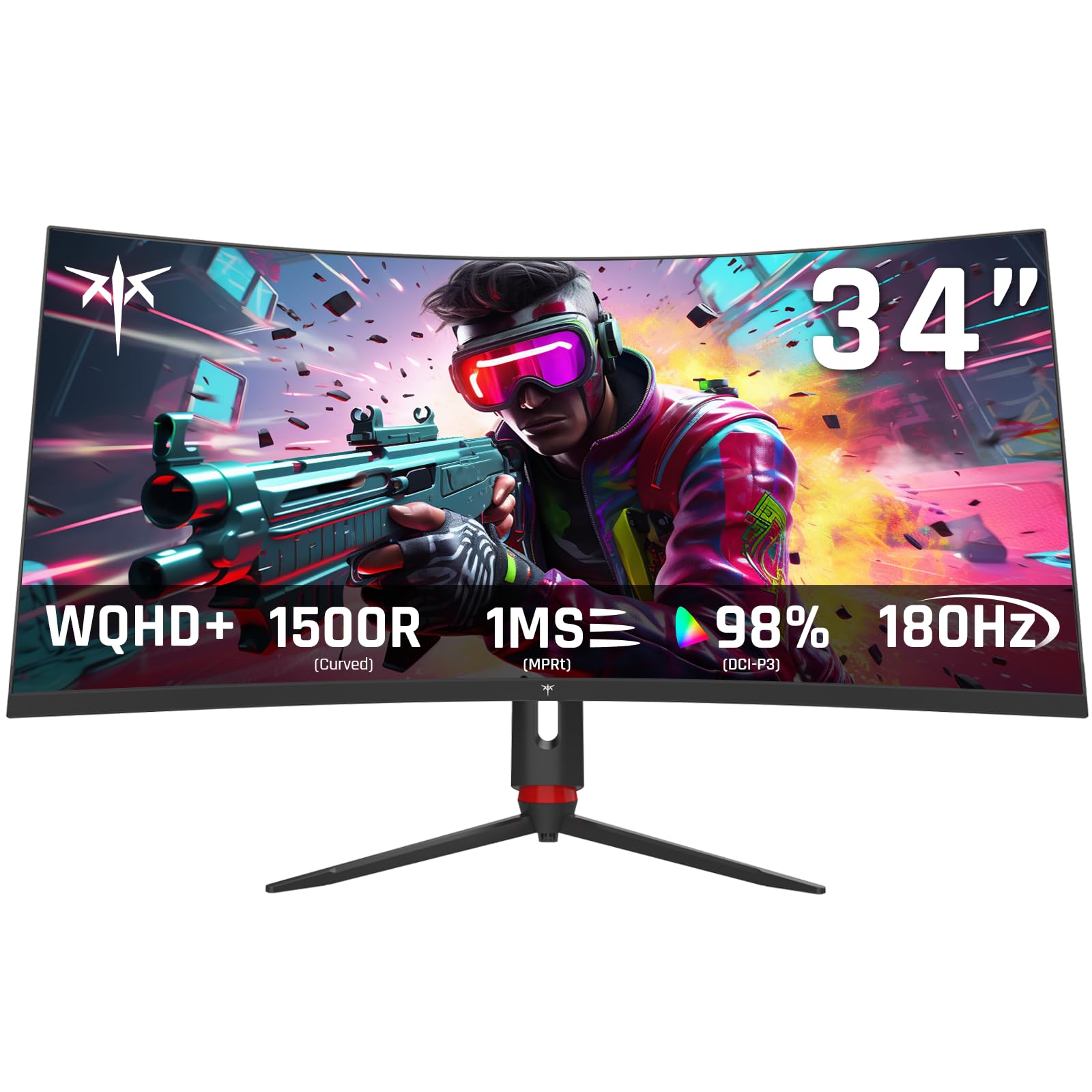 KTC 27 inch 180Hz Curved WQHD Gaming Monitor, 2K(2560x1440P),144Hz Monitor, 1500R HVA Display, FreeSync Premium, HDR, 120% sRGB, DisplayPort/HDMI/USB Vesa,Computer Monitor for Gamers