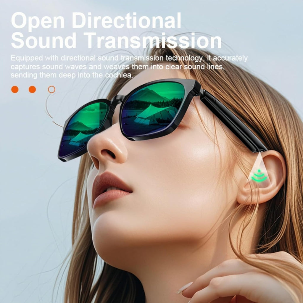 AI Smart Glasses with 140-Language Translation - Bluetooth Glasses for Music/Calls, Color-Changing Lenses, Men & Women (Travel & Business Meetings, Black)