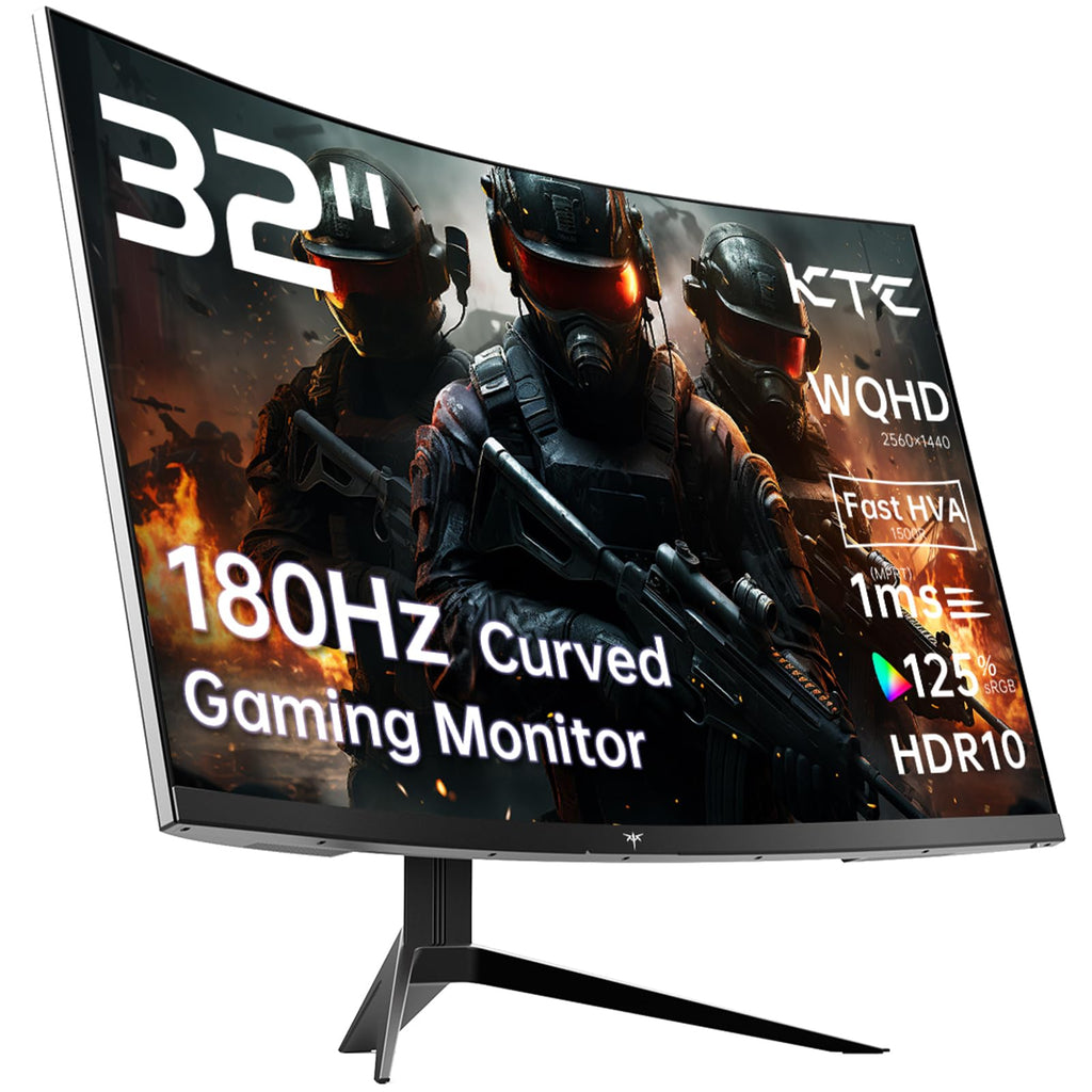 KTC 27 inch 180Hz Curved WQHD Gaming Monitor, 2K(2560x1440P),144Hz Monitor, 1500R HVA Display, FreeSync Premium, HDR, 120% sRGB, DisplayPort/HDMI/USB Vesa,Computer Monitor for Gamers