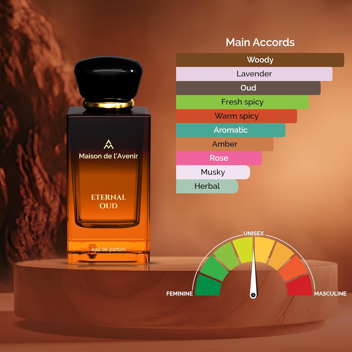 Maison de l'Avenir Eternal Oud - Unisex - Cologne for Men - Perfume for Women - Floral Oriental - with notes of Saffron, Rose and Oud - Long Lasting - Fine Niche Fragrance