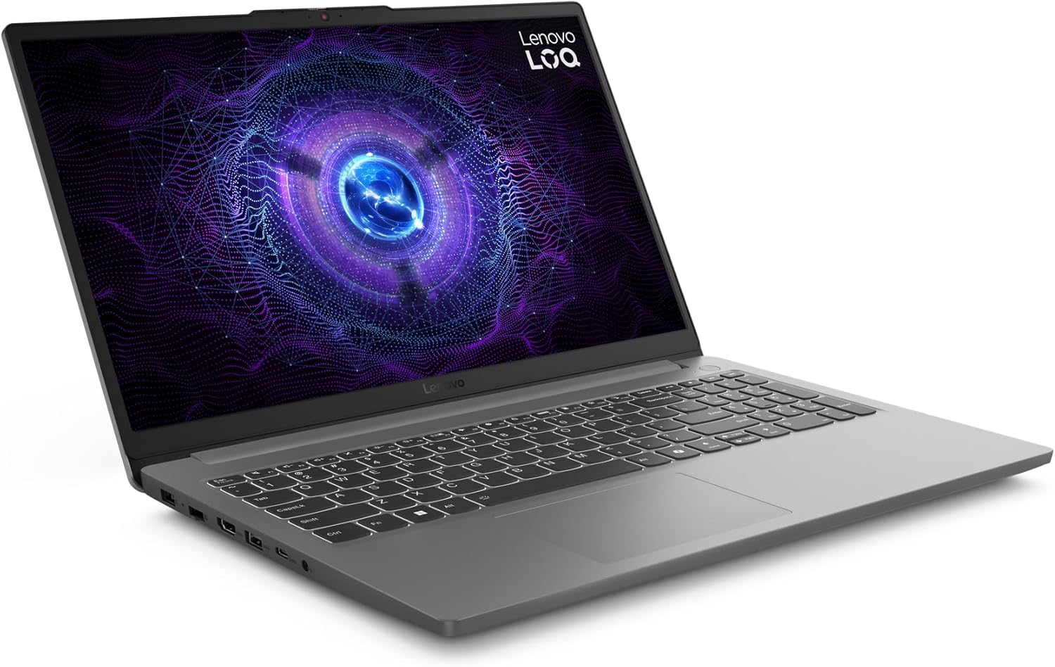 Lenovo LOQ 15IAX9E Gaming Laptop with AI, 15.6"FHD 144Hz Display, Intel Core i5-12450HX, 16GB RAM, 512GB SSD,RTX 2050 4GB GDDR6, Win11, White Backlit Eng-Arabic, Luna Grey - [83LK001SAX]