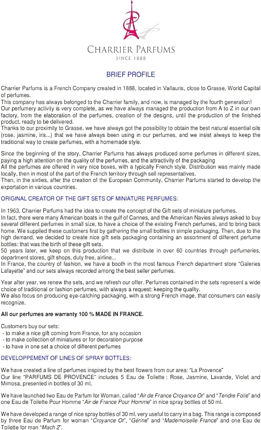 Charrier Parfums Collection Précieuse Miniature Eau de Parfum 60 ml Pack of 10