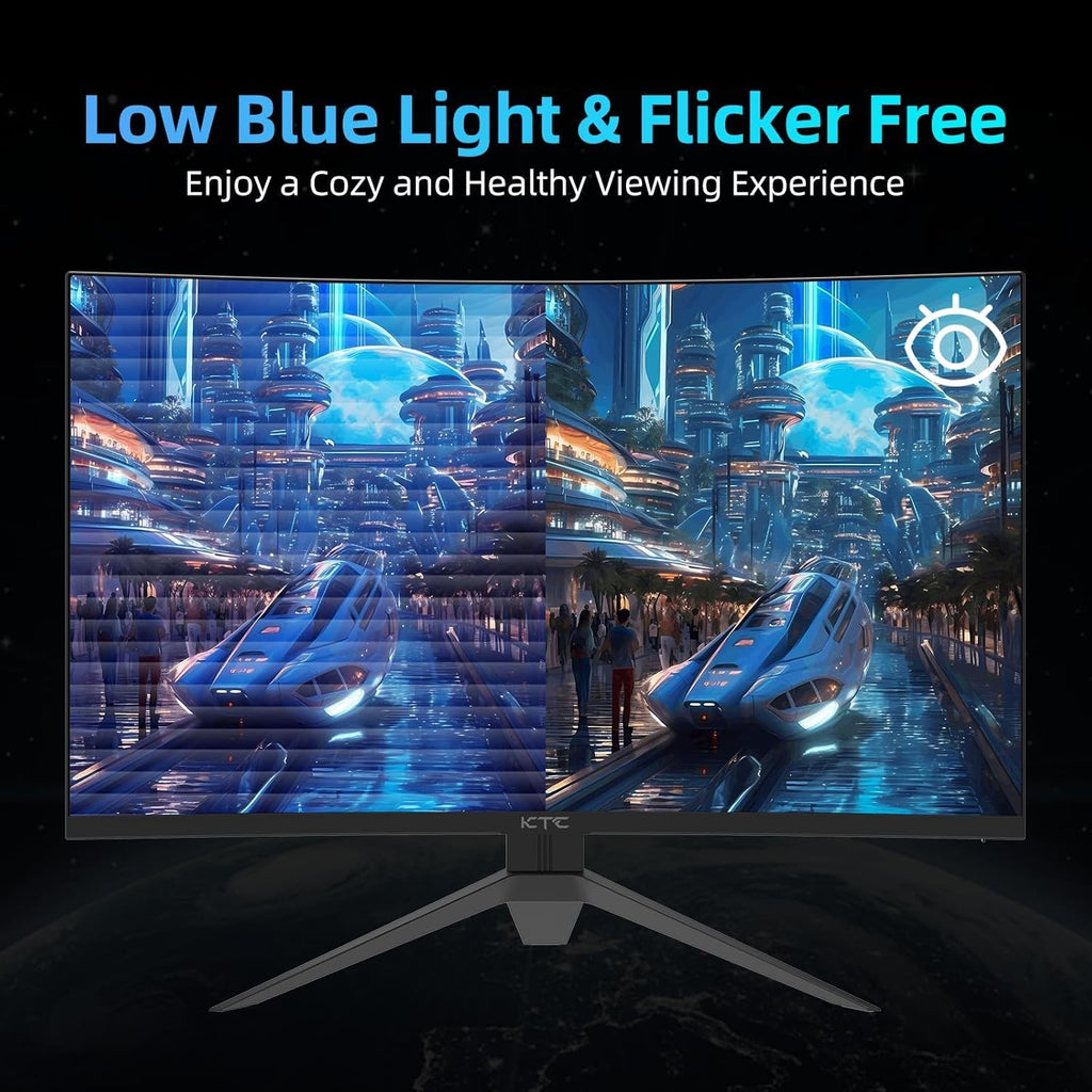 KTC 27 inch 180Hz Curved WQHD Gaming Monitor, 2K(2560x1440P),144Hz Monitor, 1500R HVA Display, FreeSync Premium, HDR, 120% sRGB, DisplayPort/HDMI/USB Vesa,Computer Monitor for Gamers