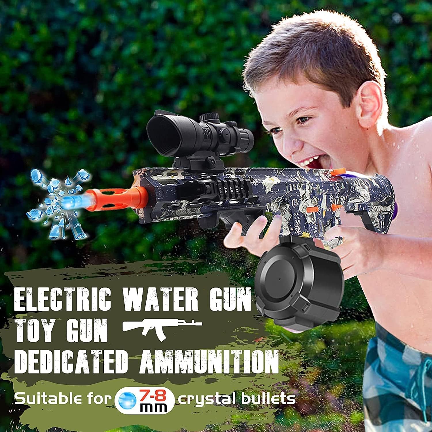 Toy Gun Blasters with 20000 Bullets, Long Range Shooting, with Attachments, 2 Mode Splatter Blaster for Outdoor Activities and Shooting Team Game (M4A1Black B)
