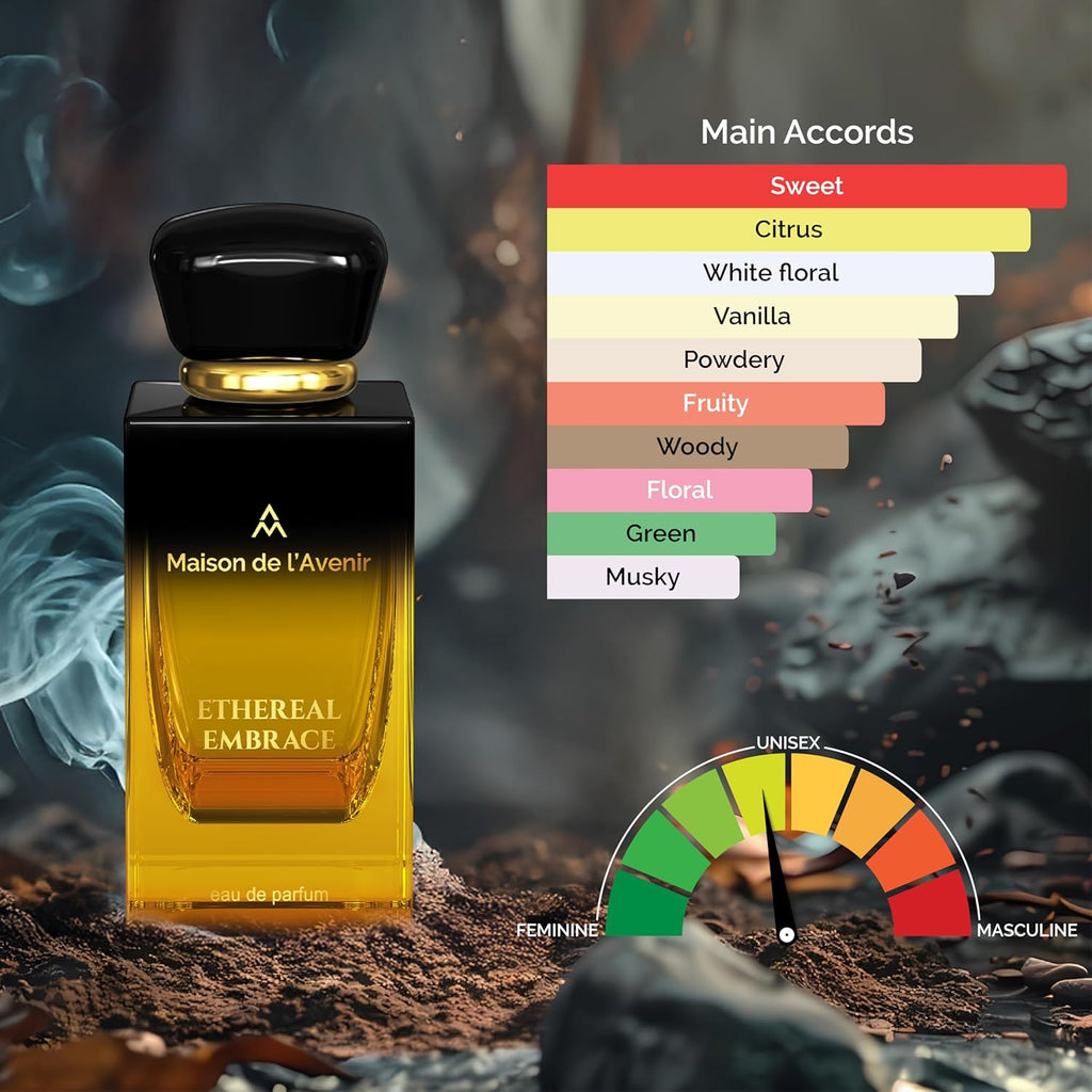 Maison de l'Avenir Ethereal Embrace - Unisex - a seductive Perfume for Women - Cologne for Men - with Fruity, Floral and Gourmand notes - Long Lasting - Fine Niche Fragrance