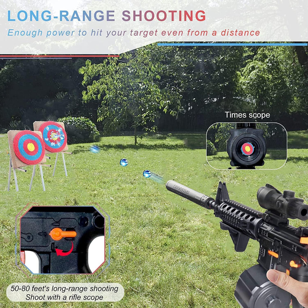 Toy Gun Blasters with 20000 Bullets, Long Range Shooting, with Attachments, 2 Mode Splatter Blaster for Outdoor Activities and Shooting Team Game (M4A1Black B)