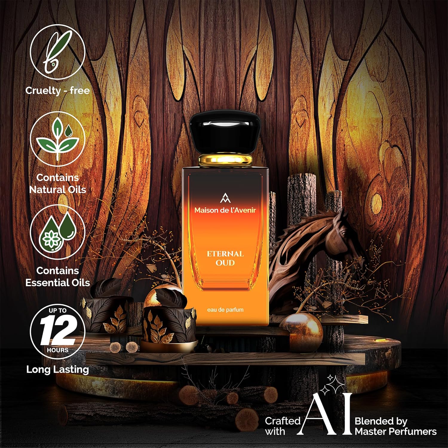 Maison de l'Avenir Eternal Oud - Unisex - Cologne for Men - Perfume for Women - Floral Oriental - with notes of Saffron, Rose and Oud - Long Lasting - Fine Niche Fragrance