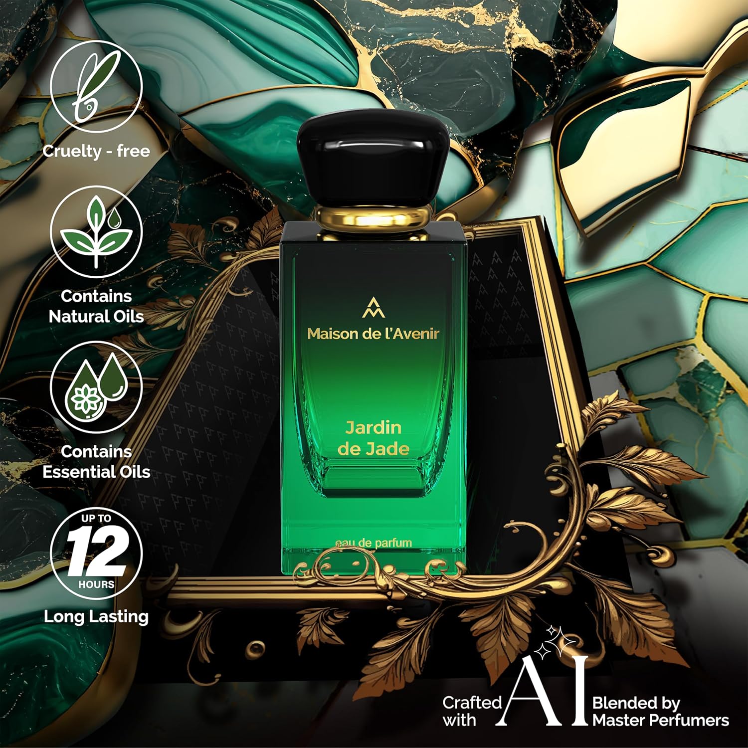 Maison de l'Avenir Jardin De Jade - Unisex - a sensual Perfume for Women - Cologne for Men - with Fruity, Floral and Gourmand notes - Long Lasting - Fine Niche Fragrance