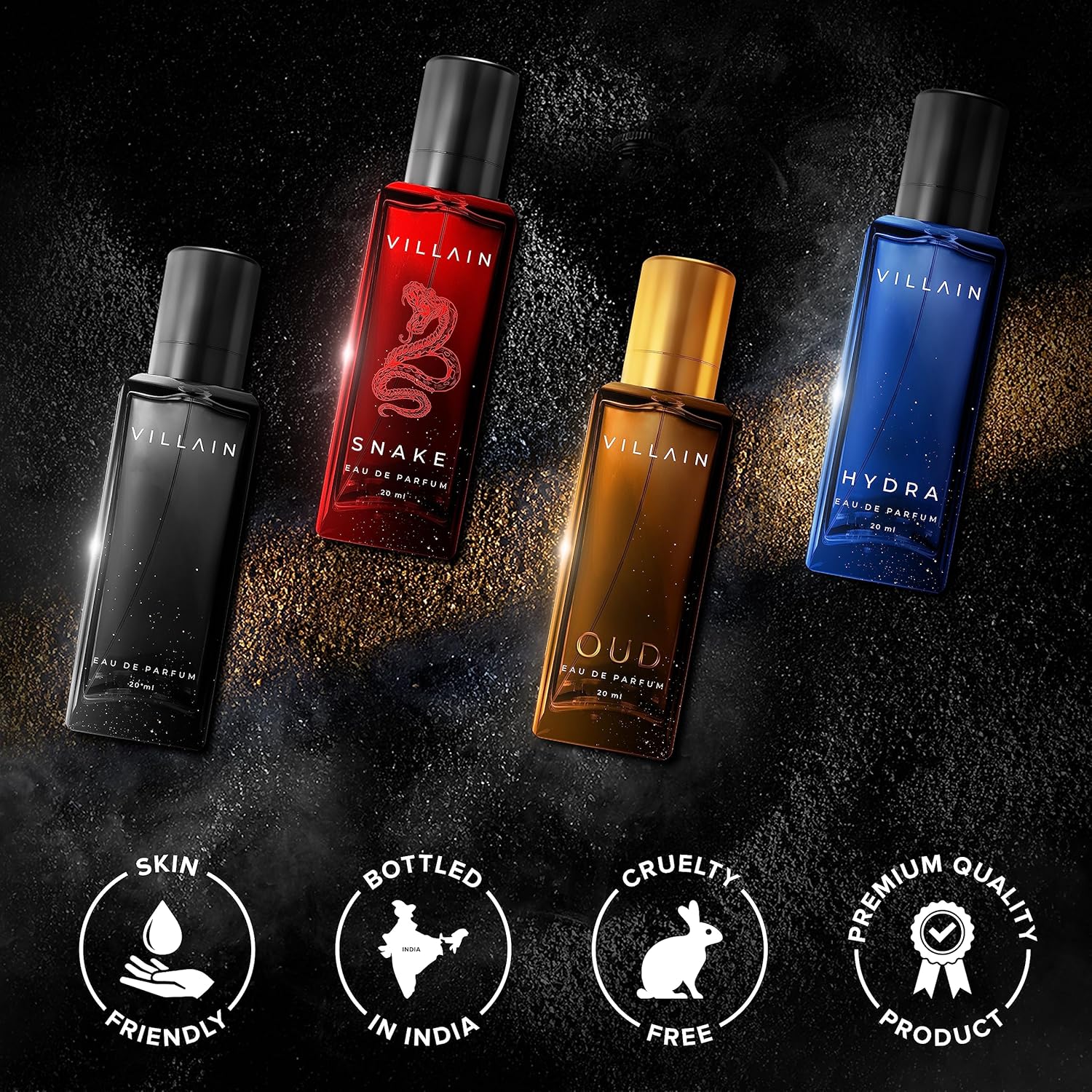 Villain Rebel Luxury Perfume Gift Set for Men 4x20 ML | Perfume with Long Lasting Fragrance | EDP