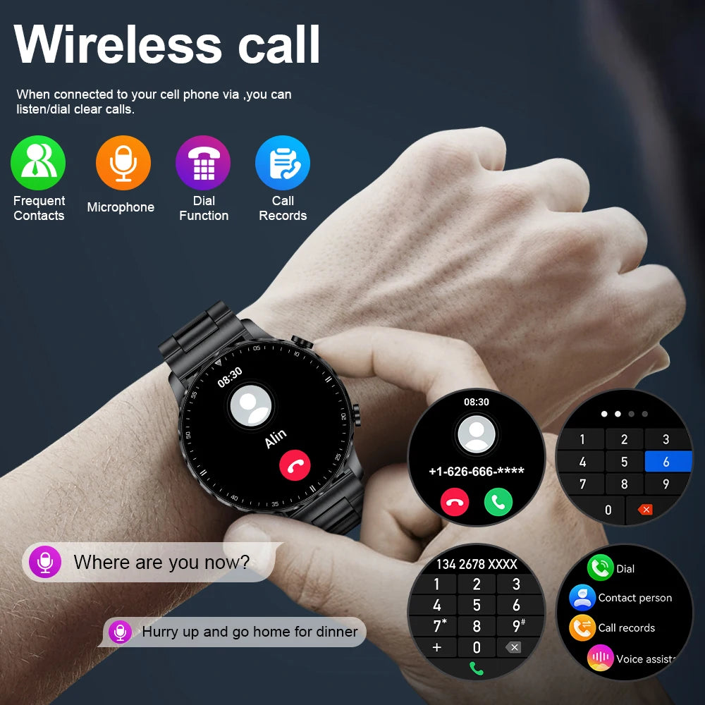 LIGE BW0664 AI Voice Assistant Smartwatch Touch Screen Bt Call  Fitness Multi Sports Monitor Blood Pressure Smart Watch for Men