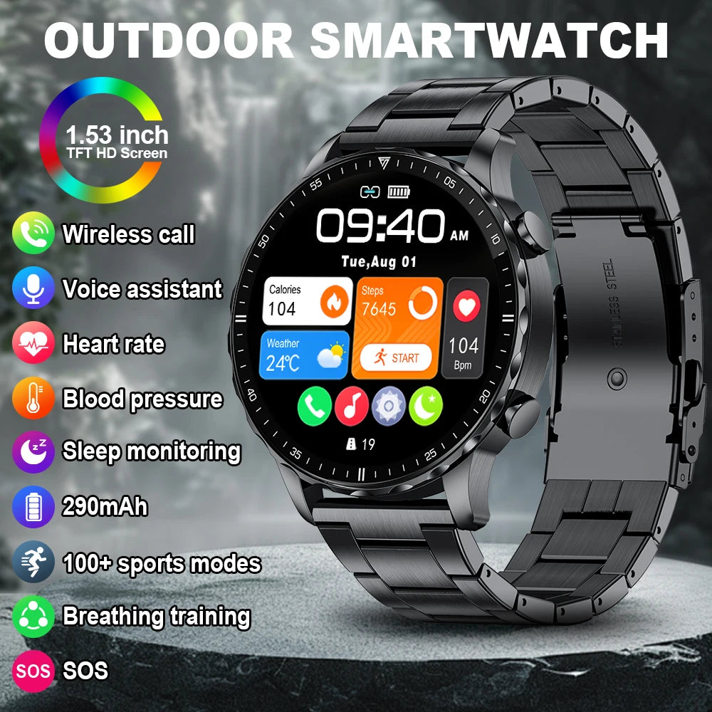 LIGE BW0664 AI Voice Assistant Smartwatch Touch Screen Bt Call  Fitness Multi Sports Monitor Blood Pressure Smart Watch for Men