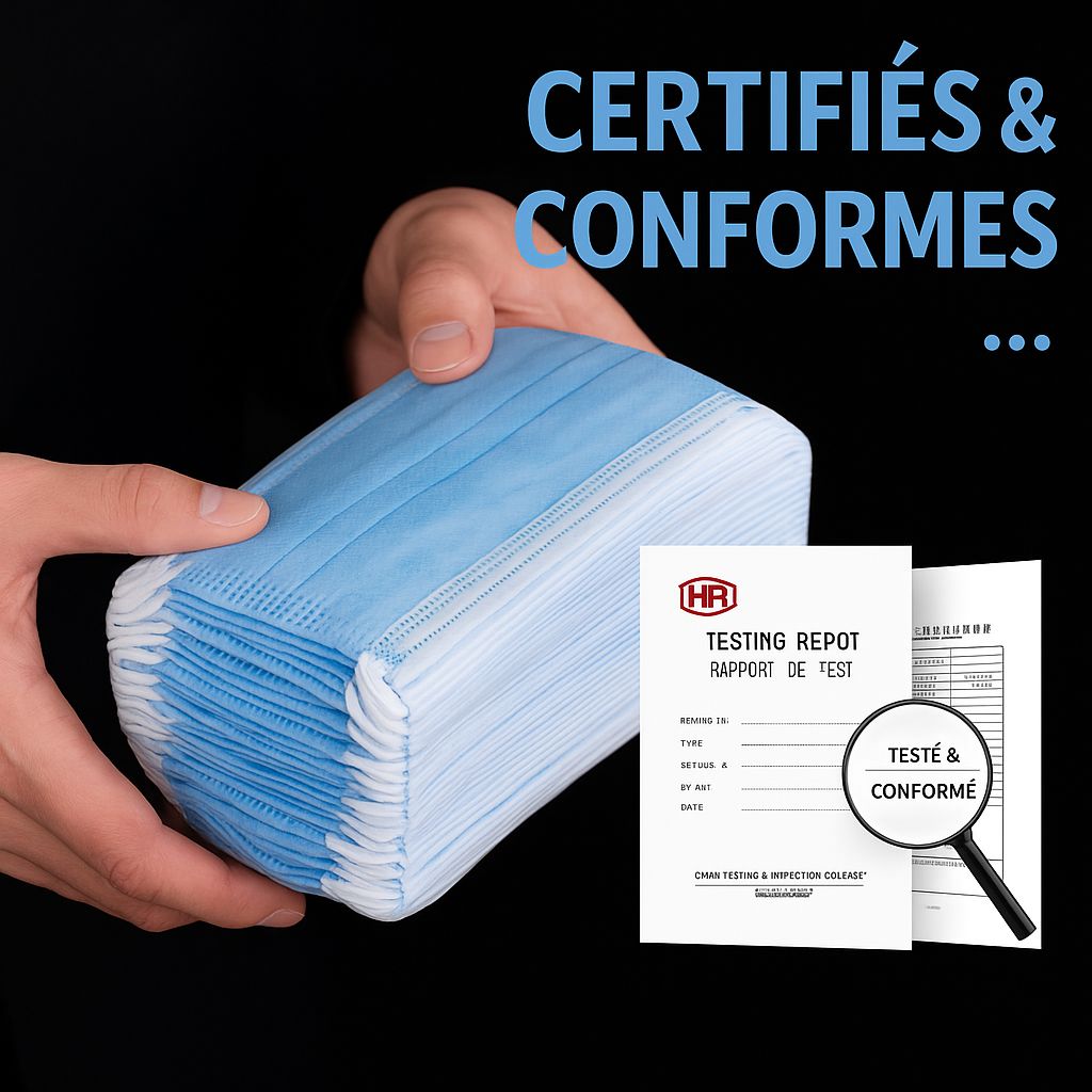 Masques Chirurgicaux 3 Plis – Certifiés & Conformes ( 50pcs )
