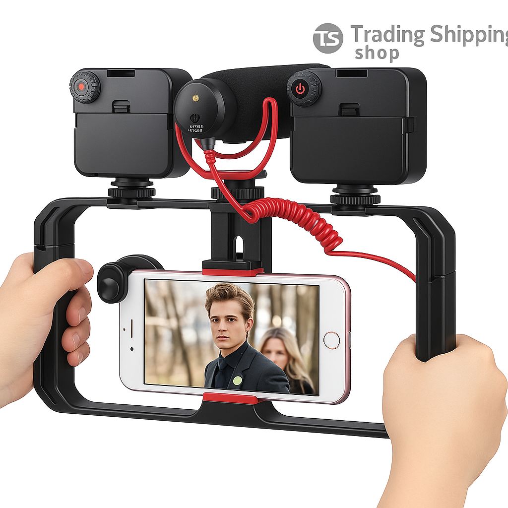 Kit de Vlogging Professionnel – Micro + Lumières LED + Support Stabilisateur