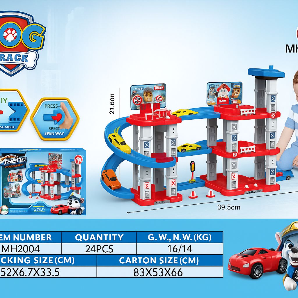 Garage Parking Multiniveaux – Série "Dog Track" avec Rampe et Voitures