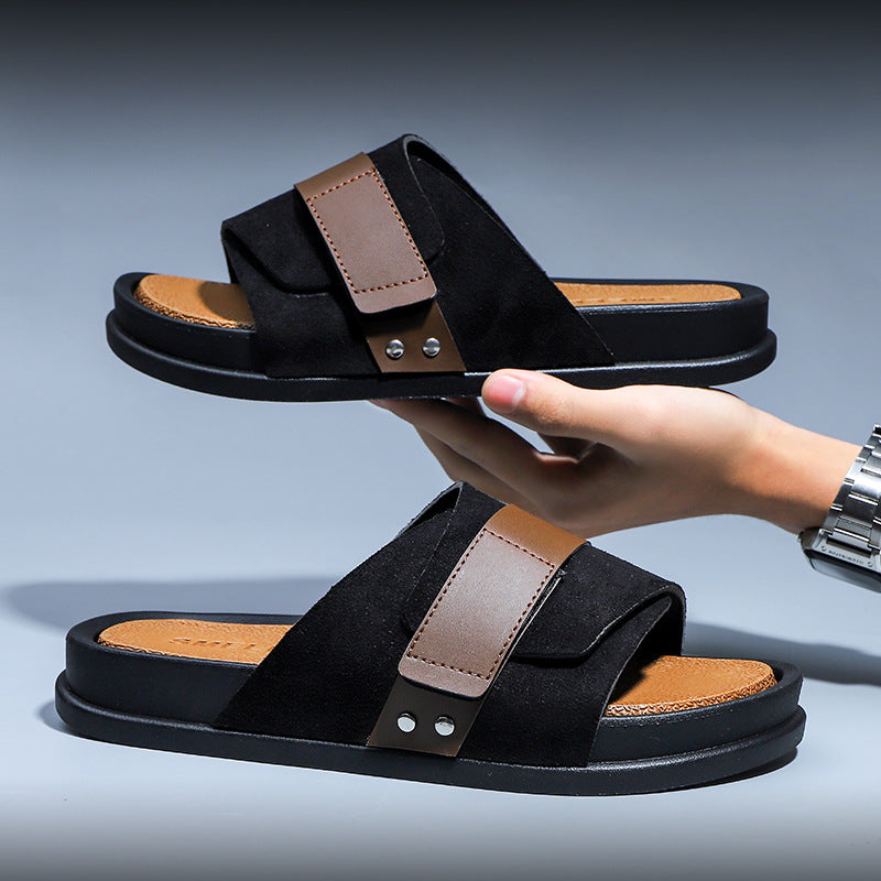 Sandales Homme Élégantes en Suédine & Simili Cuir