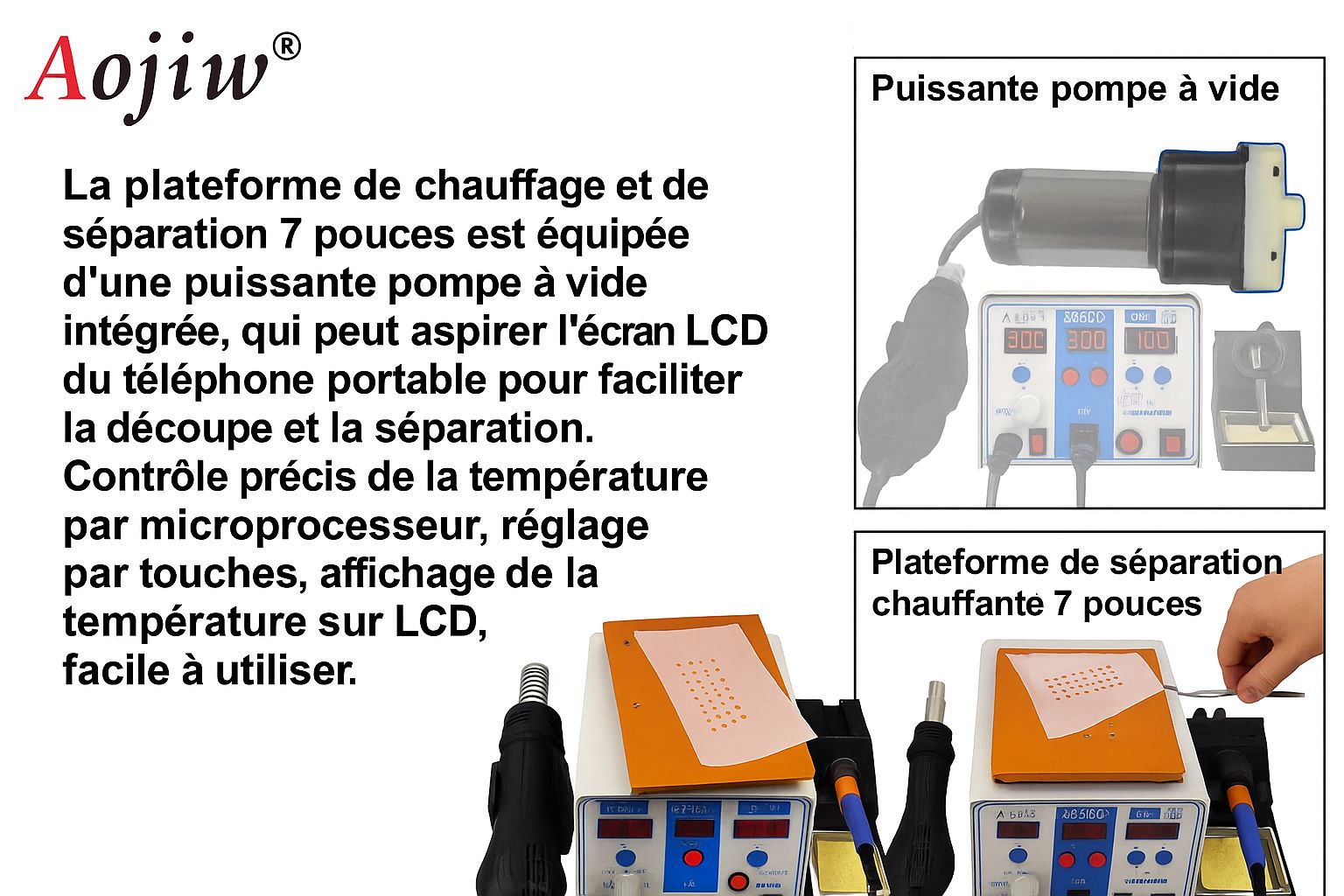 Station de Réparation 3 en 1 AOJIW 8683D+  220V