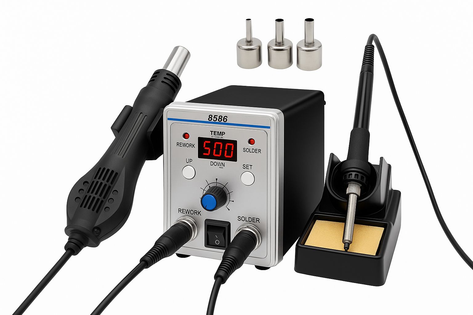 Station de soudage 2 en 1 8586 – Air chaud + fer à souder 220V