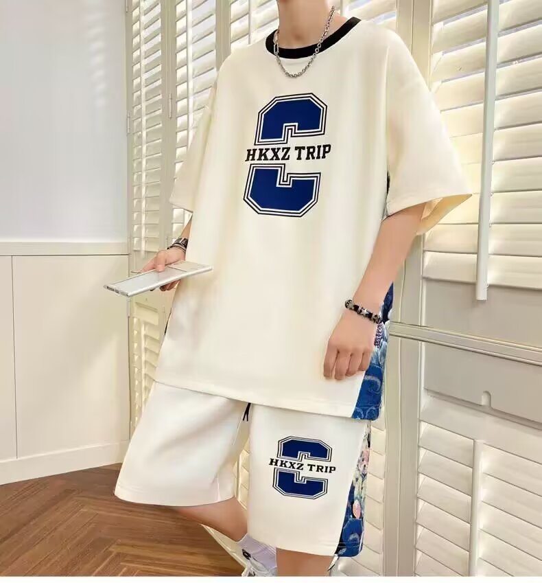 Ensemble streetwear décontracté homme – T-shirt oversize + short assorti
