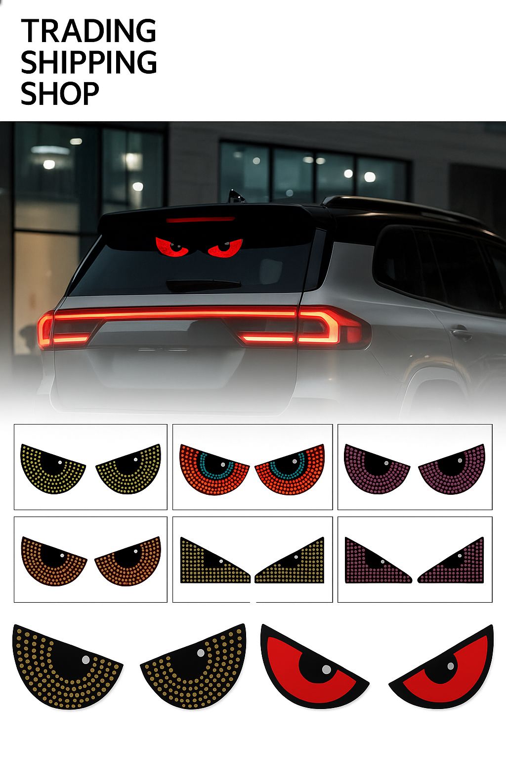 Stickers LED animés pour lunette arrière de voiture – 2Pcs
