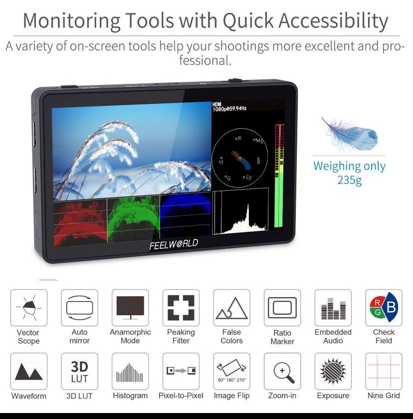 Moniteur externe FEELWORLD 4K pour caméra – écran de contrôle vidéo
