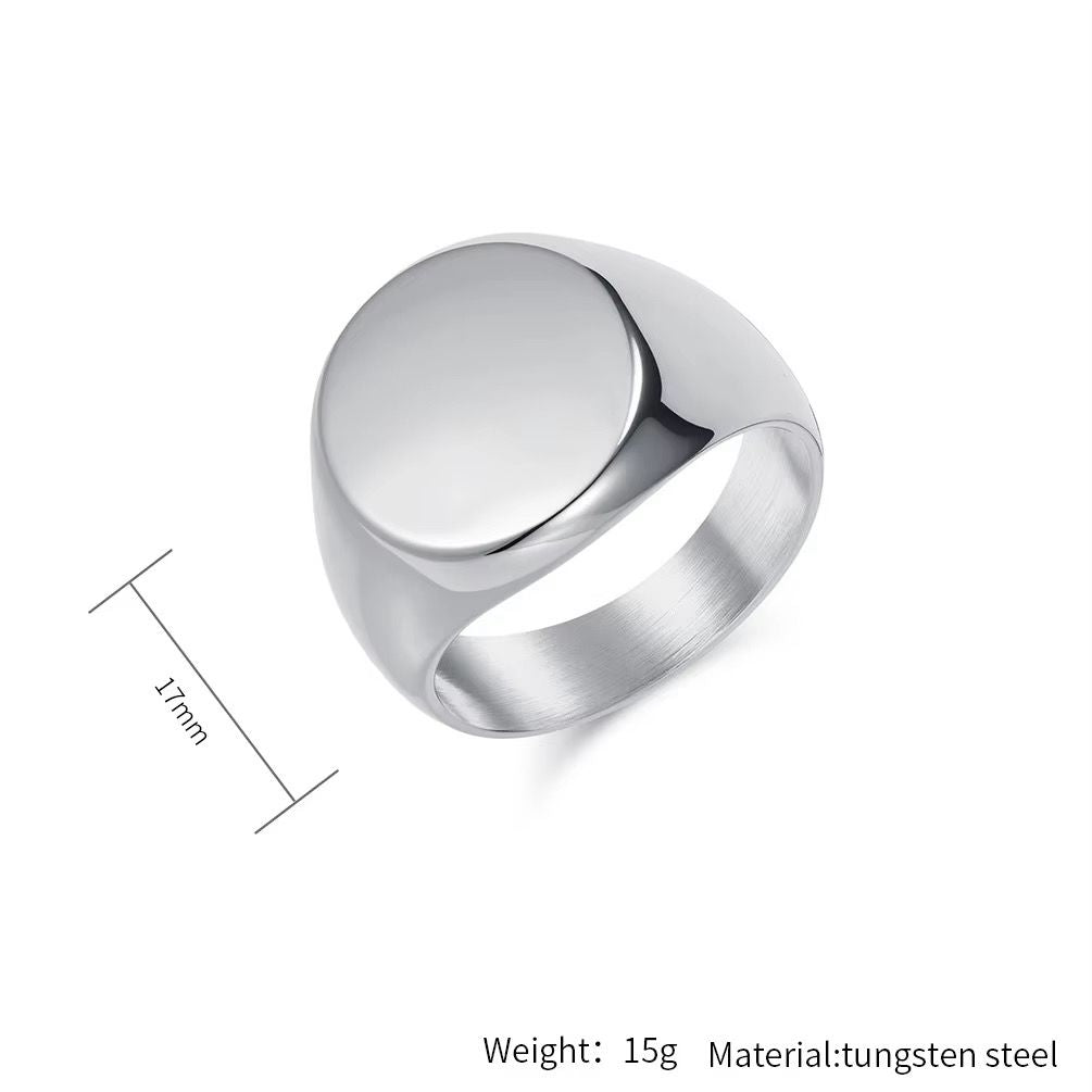 Bague Sceau Homme en Acier de Tungstène