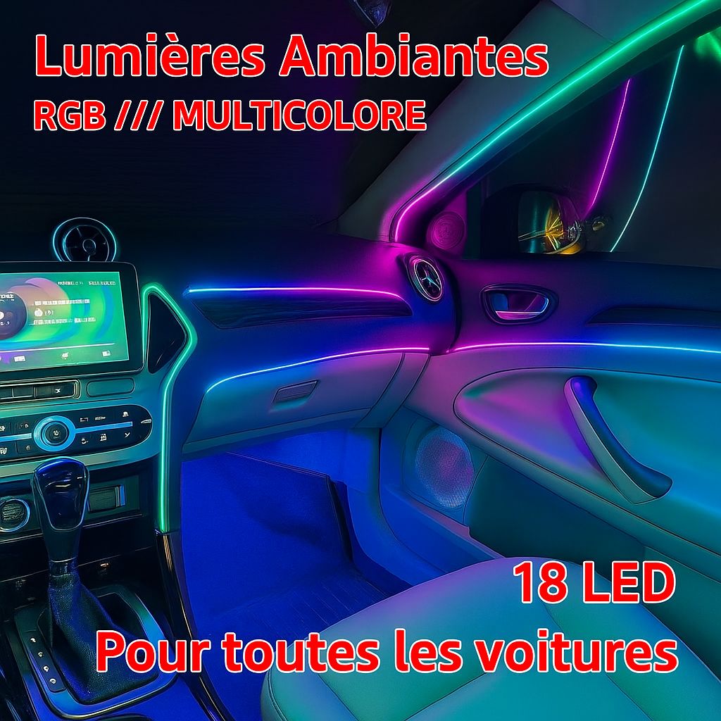 Kit Lumières d’Ambiance Intérieures RGB pour Voiture – Contrôle via App