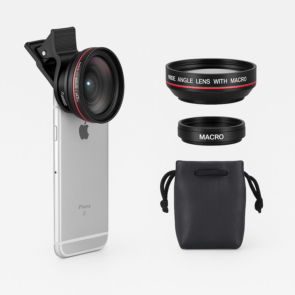 Kit Objectif Photo 0.45X HD pour Smartphone – Grand Angle & Macro