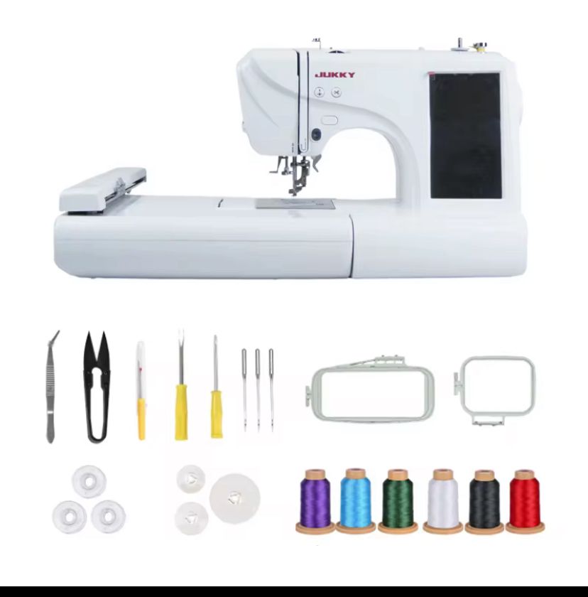 Machine à Broder Électronique JUKKY – Kit Complet avec Accessoires et Fils de Couleur