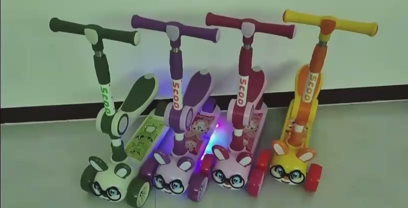 Trottinette Enfant Pliable avec Lumières LED – Modèle Lapin Violet